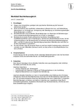 Merkblatt Nachteilsausgleich für die Berücksichtigung von Behinderungen in der Berufsbildung