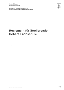 Reglement für Studierende Höhere Fachschule