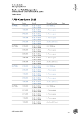 Lehrgang Assistenz Pflege und Betreuung Kursdaten 2026