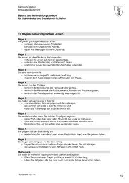 10 Regeln zum Lernen