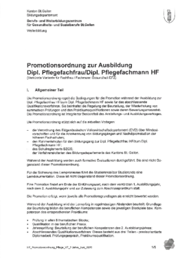 HF Pflege SA/SG Promotionsordnung 2 Jahre