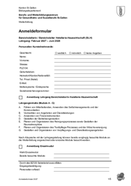 Anmeldung Vorbereitungskurs 2027/28 Bereichsleiter/-in Hotellerie-Hauswirtschaft, BP