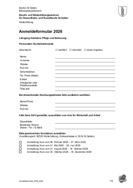 Anmeldung Lehrgang Assistenz Pflege und Betreuung 2026