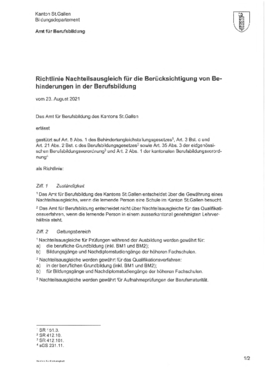 Richtlinie Nachteilsausgleich für die Berücksichtigung von Behinderungen in der Berufsbildung
