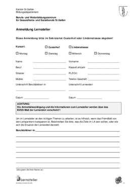 Anmeldung Lernatelier