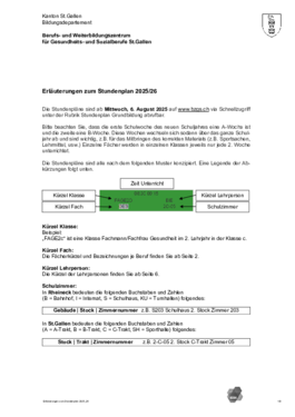 Erläuterungen zum Stundenplan 