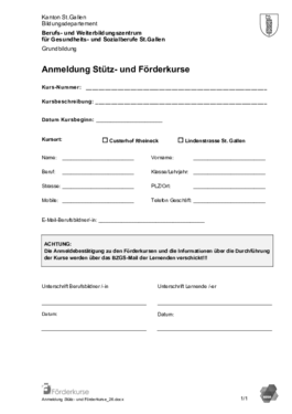 Anmeldung Stütz- und Förderkurse