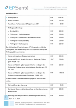 LZP Gebühren Eidg. Berufsprüfung