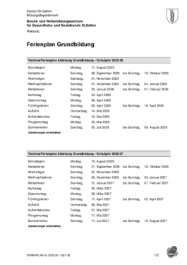 Ferienplan Grundbildung 