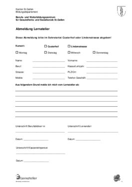 Abmeldung Lernatelier