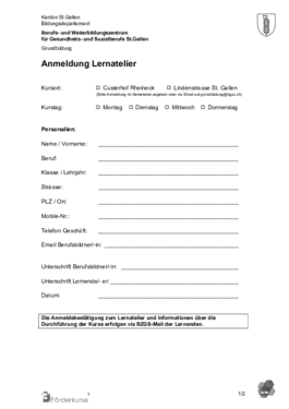 Anmeldung Lernatelier