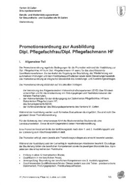 HF Pflege SA/SG Promotionsordnung 3 Jahre
