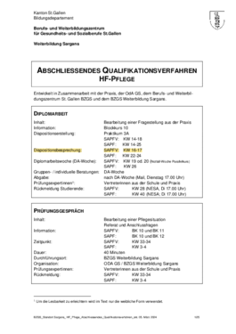 HF Pflege SA Abschliessendes Qualifikationsverfahren