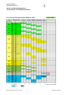 Provisorische Planung Schultage St.Gallen SJ 2026/27