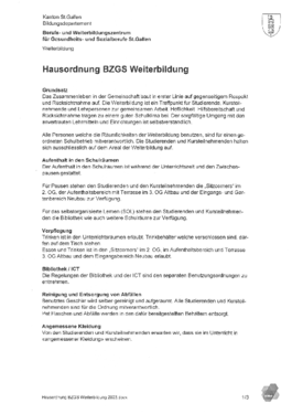 Hausordnung Weiterbildung